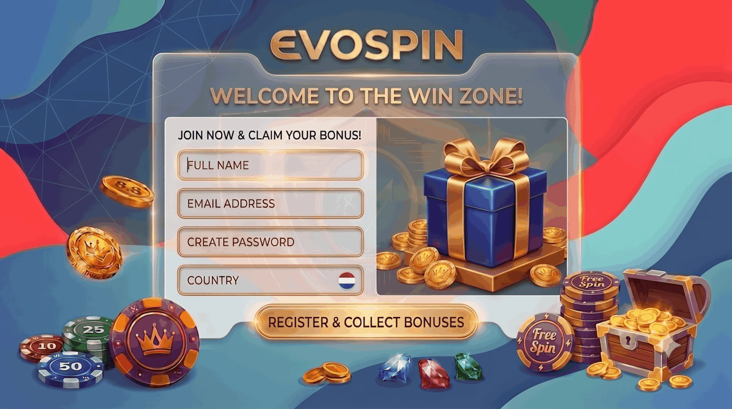 registration 1 Veilig registratieformulier en toegang tot welkomstbonus bij Evospin in NL - evospin24x7.nl